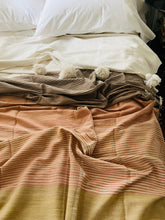 Load image into Gallery viewer, Ethiopian Stripes on Stripes Bedcover Bark/Blush/Straw