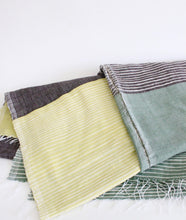 Load image into Gallery viewer, Stripes On Stripes Ethiopian Throw/ Hedge Green, Brown, Mustard