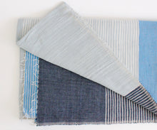 Load image into Gallery viewer, Stripes on Stripes Ethiopian Throw/ Water Lilly, Azure, indigo