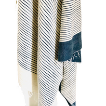 Load image into Gallery viewer, Ethiopian Hand Spun Towel Blue &amp; White
