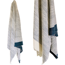Load image into Gallery viewer, Ethiopian Hand Spun Towel Blue &amp; White

