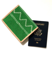 #001 Green Sabra Silk Passport Wallet